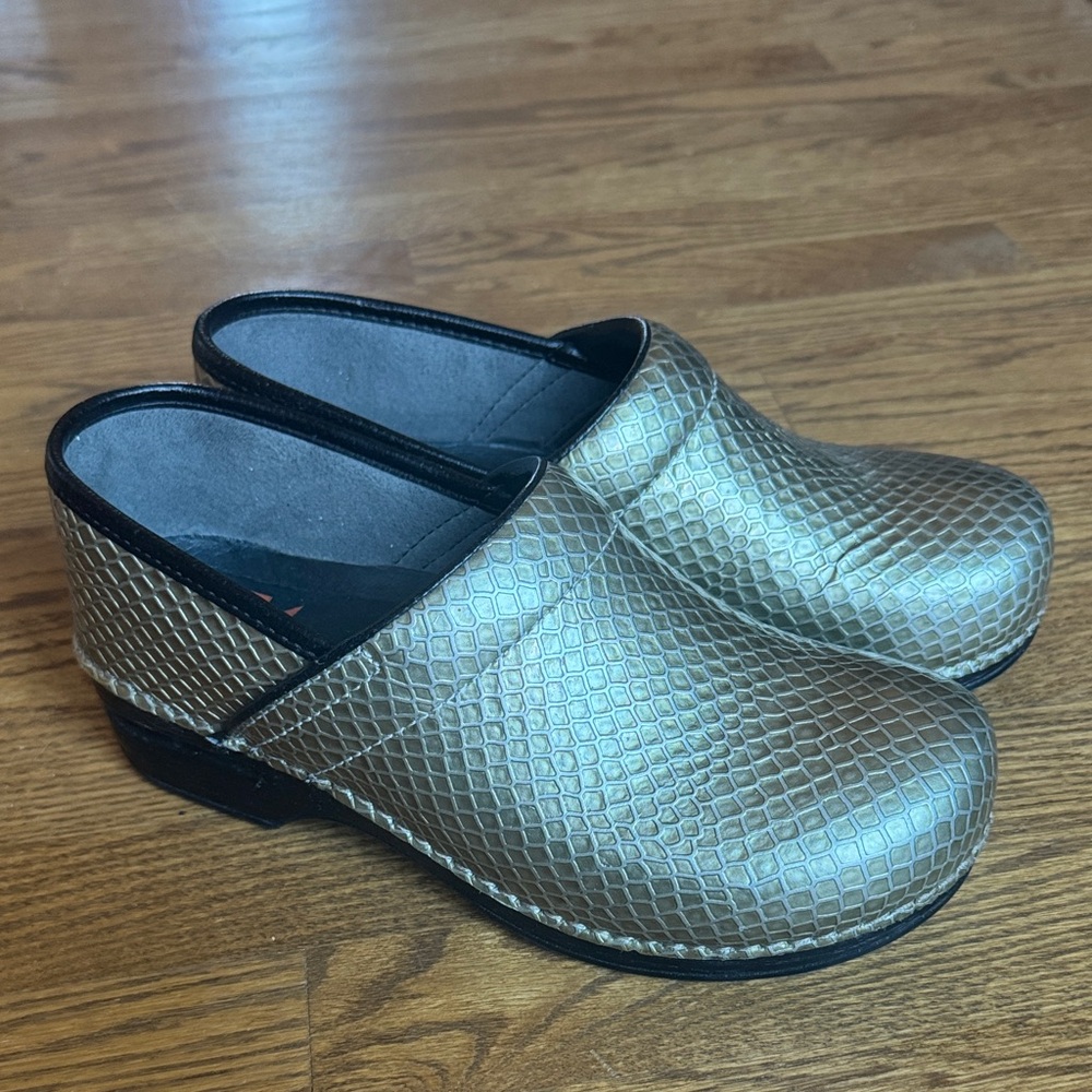 Dansko Xp Gold Python Clogs Nearly New - image 1